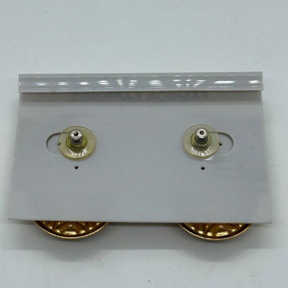 Vintage Pierced Earrings Black Cabochon 80s 90s Gold Tone Etruscan Revival - Picture 4 of 12